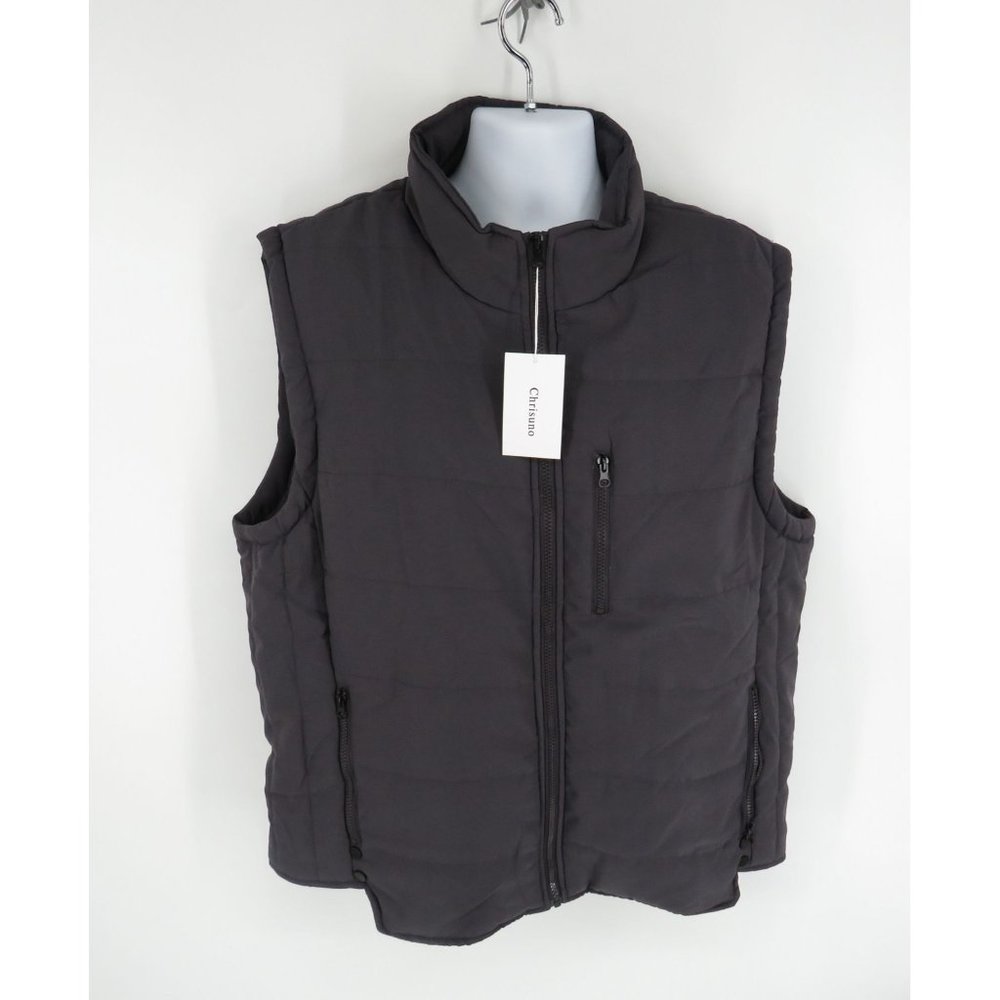 Chrisuno Men's Lightweight Puffer Vest Jacket Packable Gray XL NWT